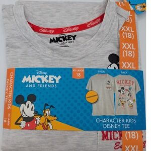 Disney Mickey and Friends Character Kids XX Large 18 Grey Cotton Polyester Tee